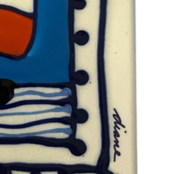 Diane Artware Wall Tile or Trivet – 6” Handpainted Sailboat Nautical Decor (1990 - Picture 5 of 5